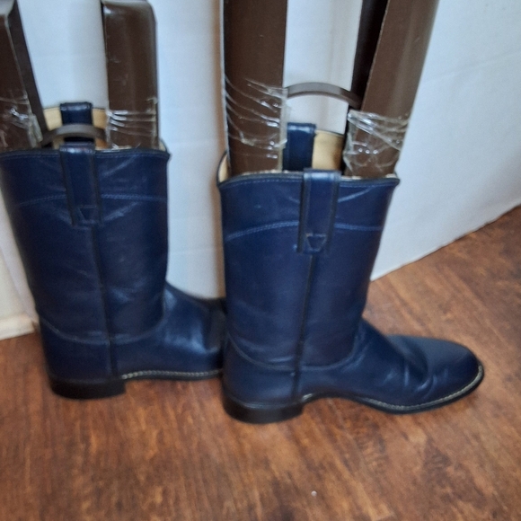 Roy Cooper Made In USA Blue Leather Cowboy Boots 6.5 - Picture 8 of 13